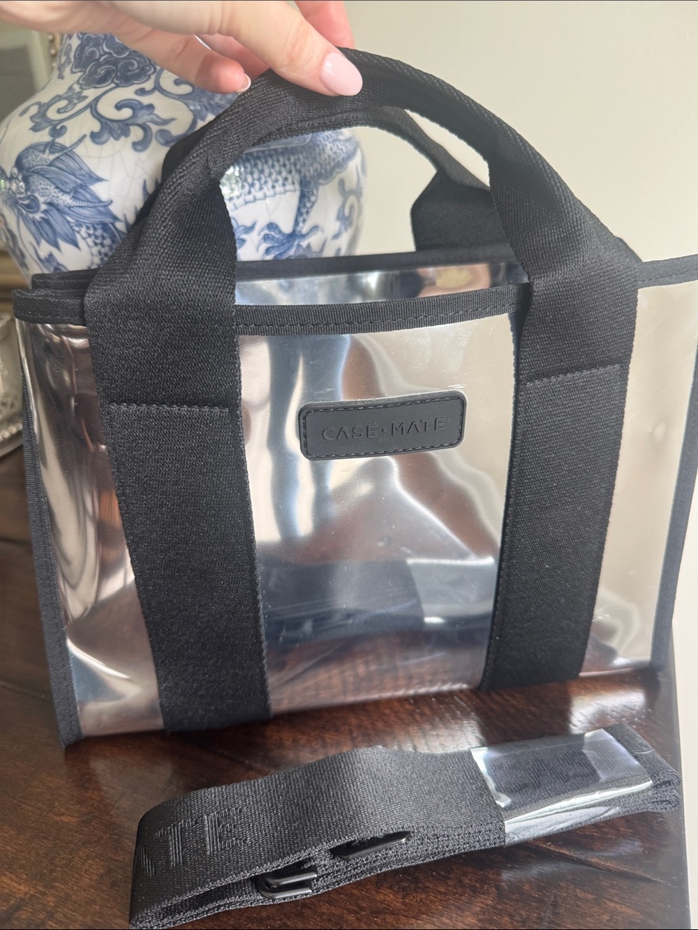 Case-Mate Jelly Zip Tote with Crossbody in Silver Chrome - Picture 2 of 4